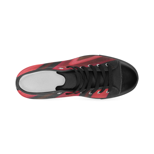 red and black canvas shoes
