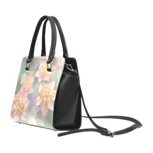 Low Poly Flowers Rivet Shoulder Handbag (Model 1645)