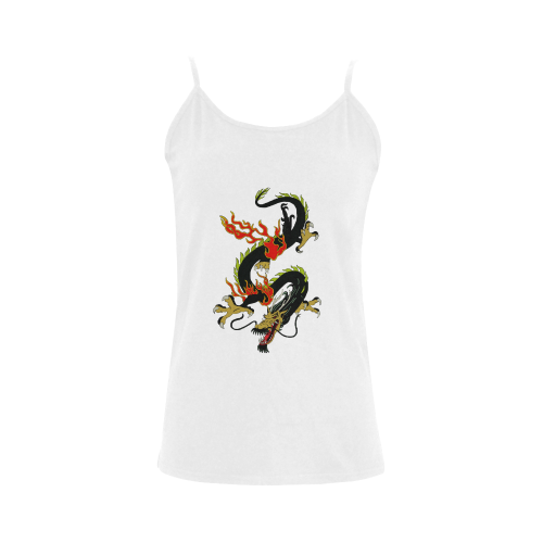 Chinese Dragon Black Women's Spaghetti Top (USA Size) (Model T34)