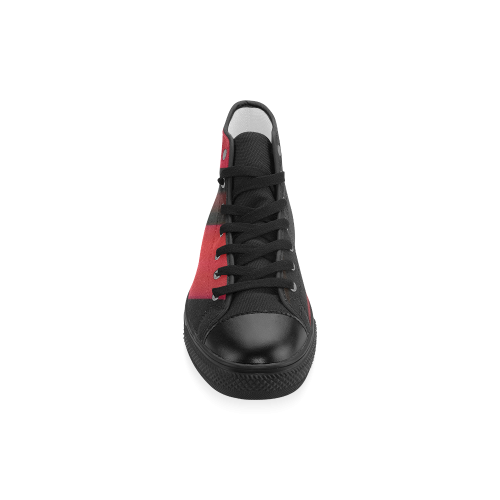 red and black canvas shoes