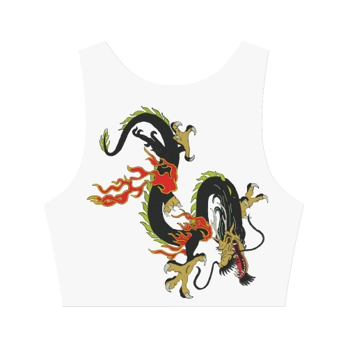 Chinese Dragon Black Women's Crop Top (Model T42)