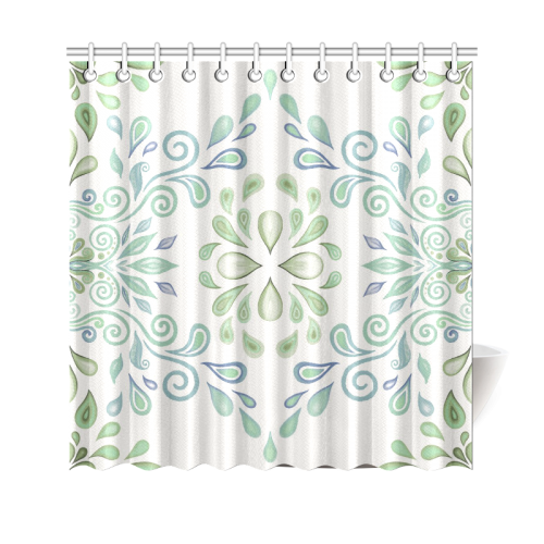 Blue and Green watercolor design Shower Curtain 69"x70"