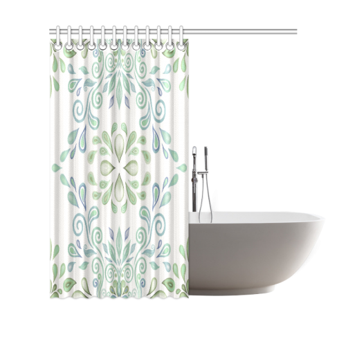 Blue and Green watercolor design Shower Curtain 69"x70"