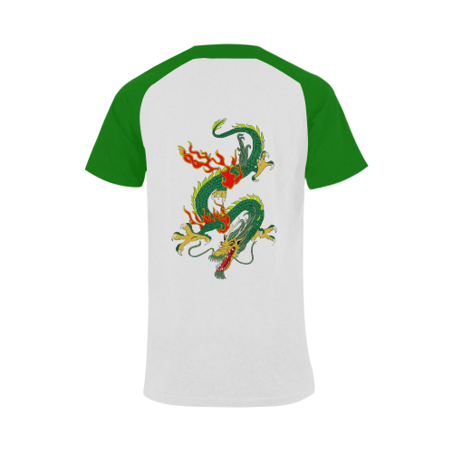 Chinese Dragon Green Men's Raglan T-shirt (USA Size) (Model T11)