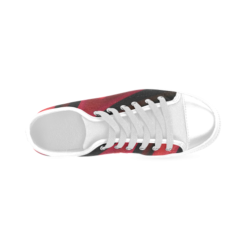 red and black canvas shoes