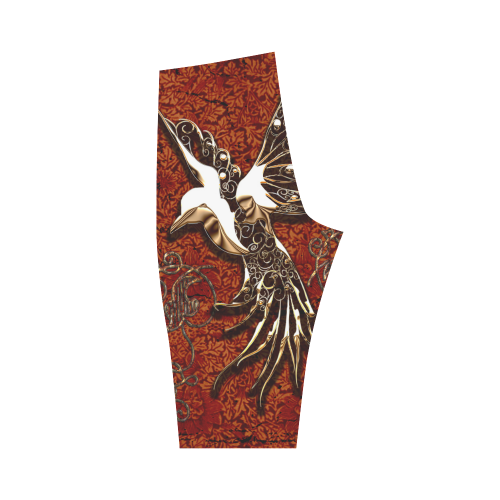 Wonderful bird made of floral elements Hestia Cropped Leggings (Model L03)
