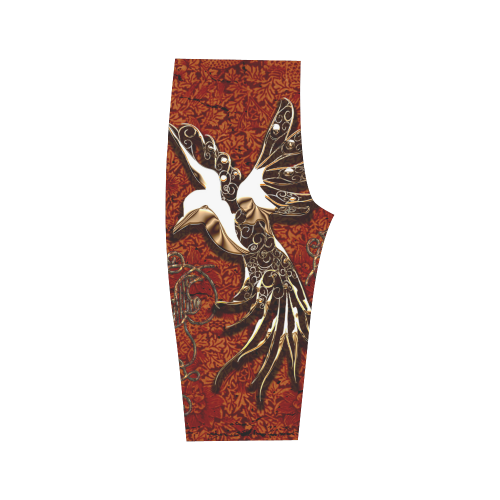 Wonderful bird made of floral elements Hestia Cropped Leggings (Model L03)