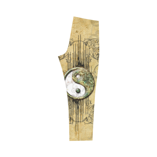 Ying and yang with decorative floral elements Capri Legging (Model L02)