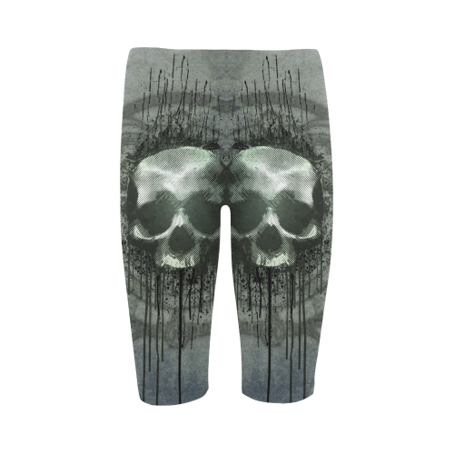 Awesome skull with bones and grunge Hestia Cropped Leggings (Model L03)