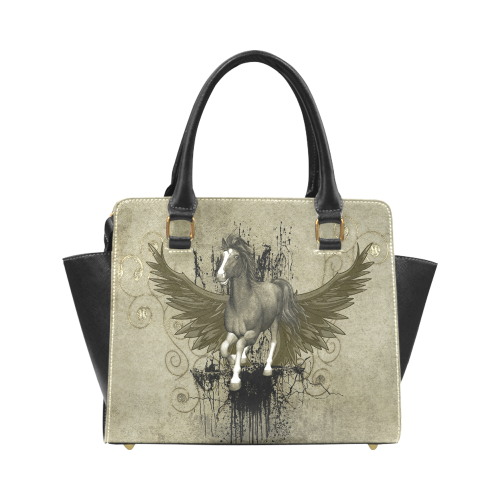 Wild horse with wings Rivet Shoulder Handbag (Model 1645)