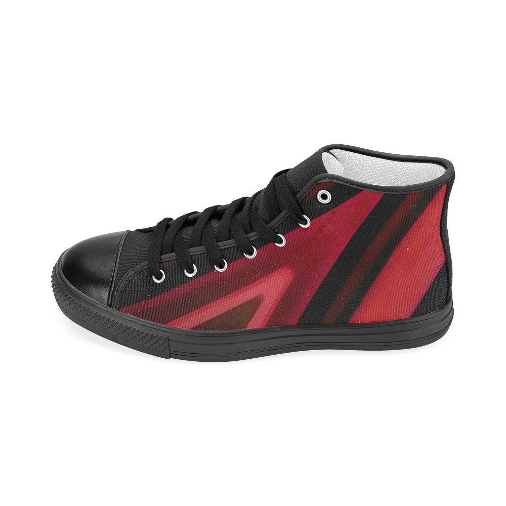 red and black canvas shoes
