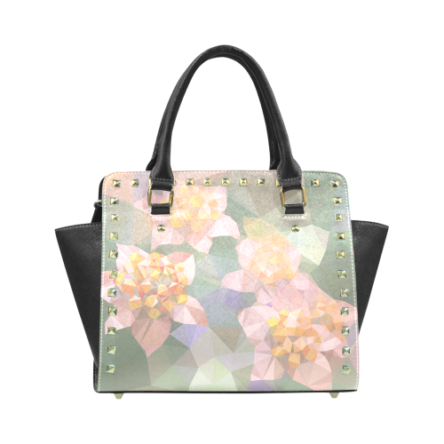 Low Poly Flowers Rivet Shoulder Handbag (Model 1645)