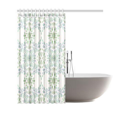 Blue and Green watercolor pattern Shower Curtain 69"x70"