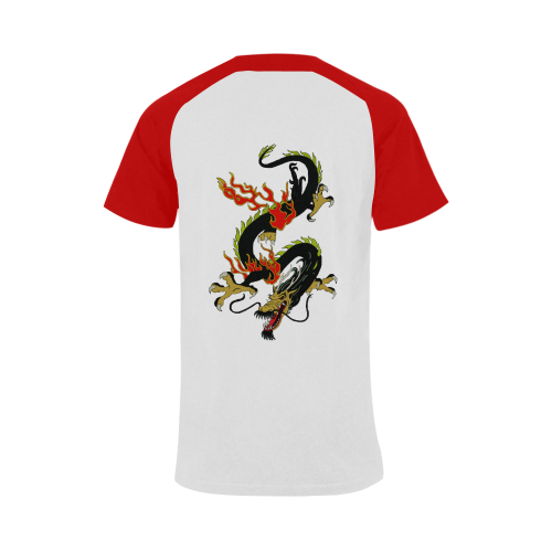 Chinese Dragon Black Men's Raglan T-shirt (USA Size) (Model T11)
