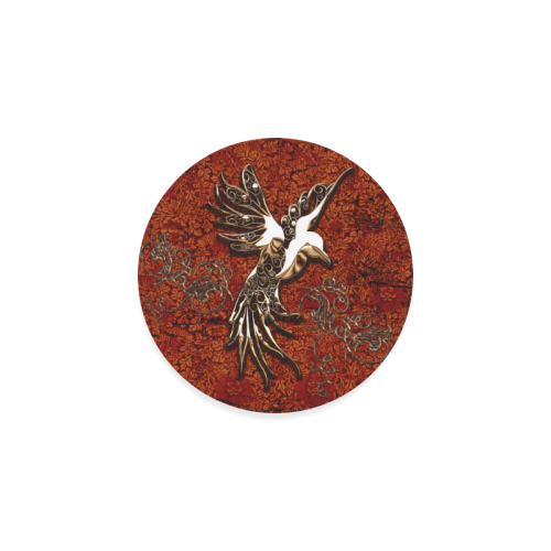 Wonderful bird made of floral elements Round Coaster