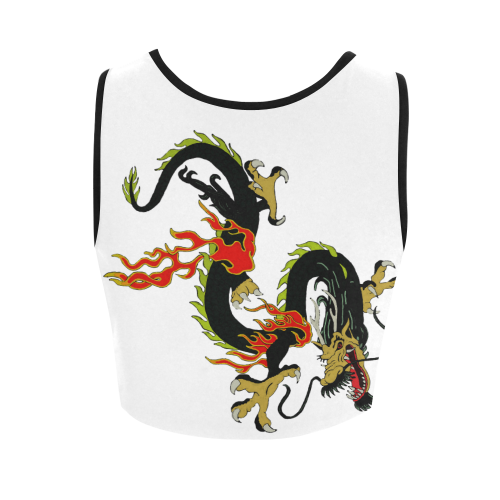 Chinese Dragon Black Women's Crop Top (Model T42)