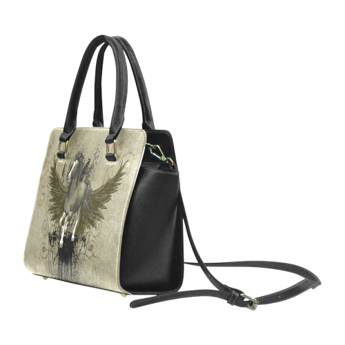 Wild horse with wings Rivet Shoulder Handbag (Model 1645)