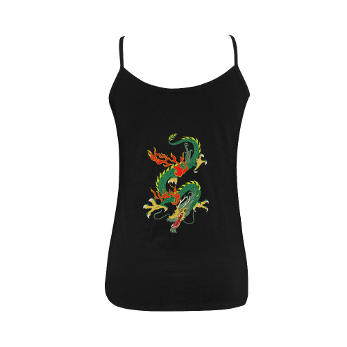 Chinese Dragon Green Women's Spaghetti Top (USA Size) (Model T34)