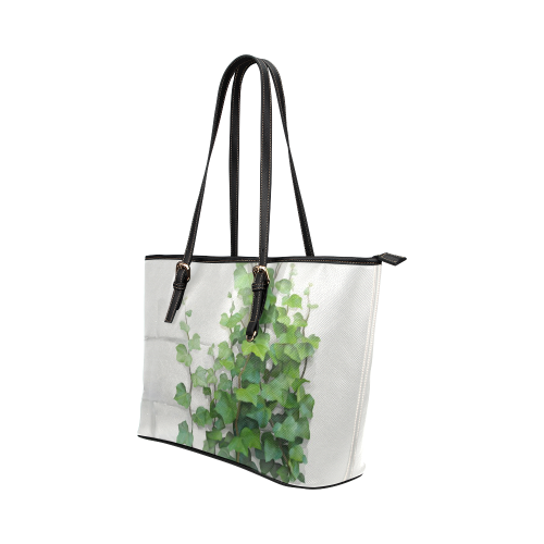 Watercolor Vines, climbing plant Leather Tote Bag/Large (Model 1651)