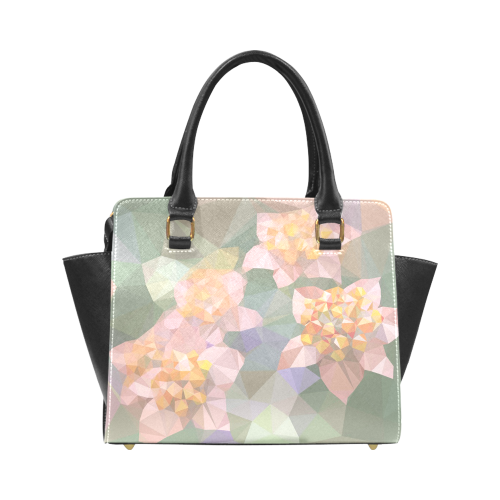 Low Poly Flowers Rivet Shoulder Handbag (Model 1645)