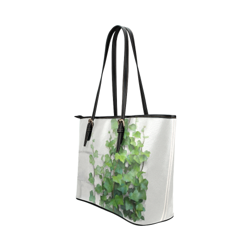 Watercolor Vines, climbing plant Leather Tote Bag/Large (Model 1651)