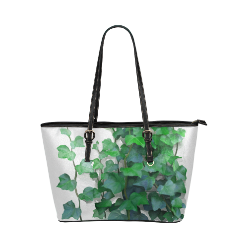 Vines, climbing plant Leather Tote Bag/Small (Model 1651)