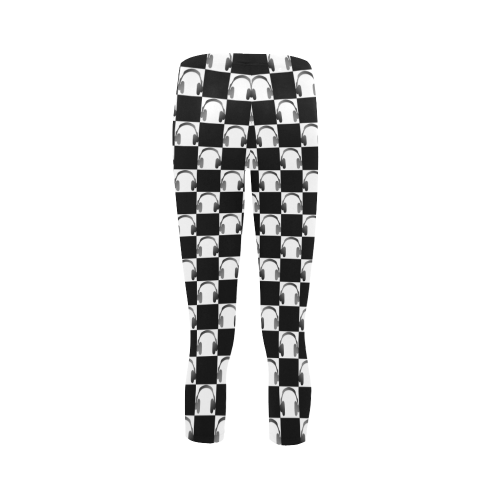 Music Headphones Checkerboard by ArtformDesigns Capri Legging (Model L02)