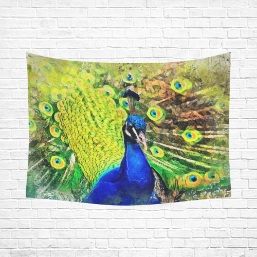 peacock Cotton Linen Wall Tapestry 80"x 60"