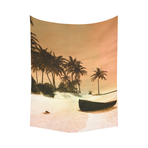 Wonderful seascape with tropical island Cotton Linen Wall Tapestry 60"x 80"