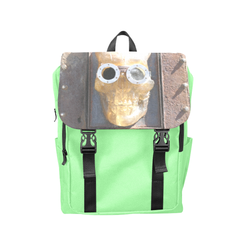 Steampunk skull pirate on green Casual Shoulders Backpack (Model 1623)