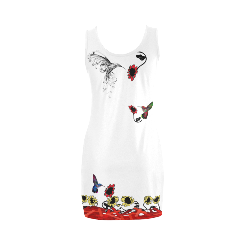 Hummingbird Border Print Medea Vest Dress (Model D06)