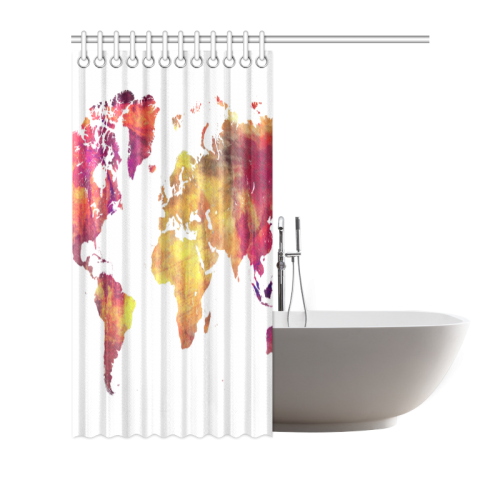 world map 13 Shower Curtain 66"x72"