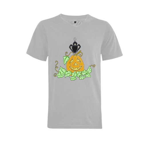 Halloween Crow And Pumpkin Men's V-Neck T-shirt (USA Size) (Model T10)