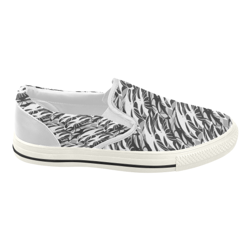 Alien Troops - Black & White Women's Slip-on Canvas Shoes (Model 019)