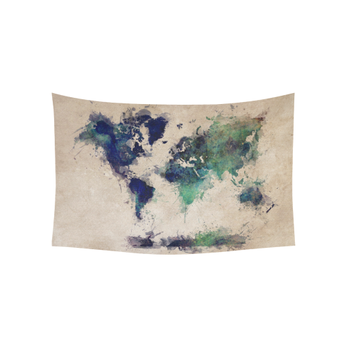 world map 20 Cotton Linen Wall Tapestry 60"x 40"