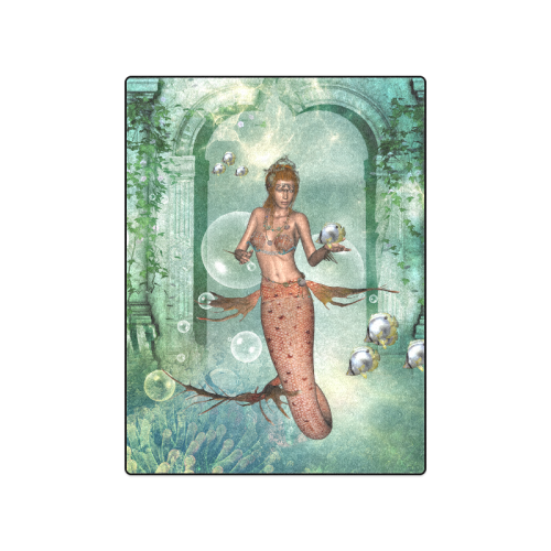 Beautiful mermaid fith butterflyfish Blanket 50"x60"