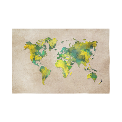 world map 11 Cotton Linen Wall Tapestry 90"x 60"