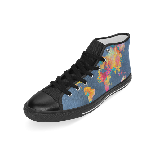 world map 18 Men’s Classic High Top Canvas Shoes (Model 017)