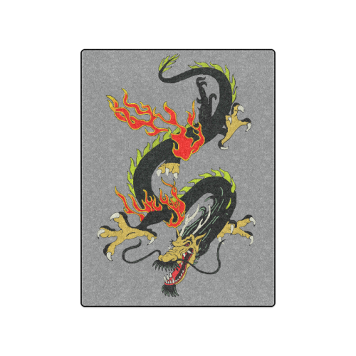 Chinese Dragon Black Blanket 50"x60"