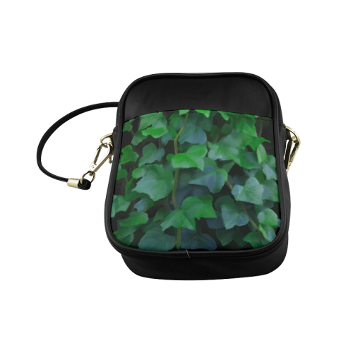 Vines, climbing plant on black Sling Bag (Model 1627)