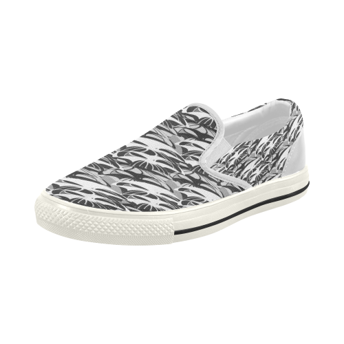 Alien Troops - Black & White Women's Slip-on Canvas Shoes (Model 019)