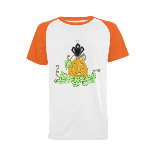 Halloween Crow And Pumpkin Men's Raglan T-shirt (USA Size) (Model T11)