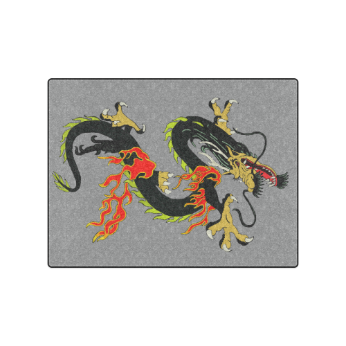 Chinese Dragon Black Blanket 50"x60"