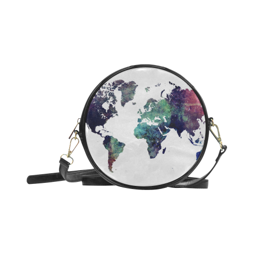 world map 12 Round Sling Bag (Model 1647)