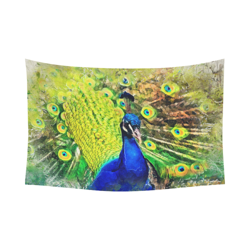 peacock Cotton Linen Wall Tapestry 90"x 60"
