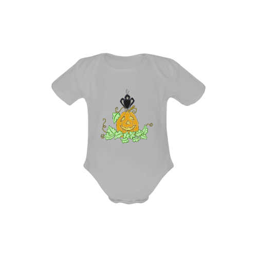 Halloween Crow And Pumpkin Baby Powder Organic Short Sleeve One Piece (Model T28)