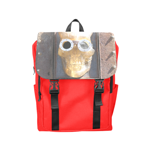 Steampunk skull pirate on red Casual Shoulders Backpack (Model 1623)