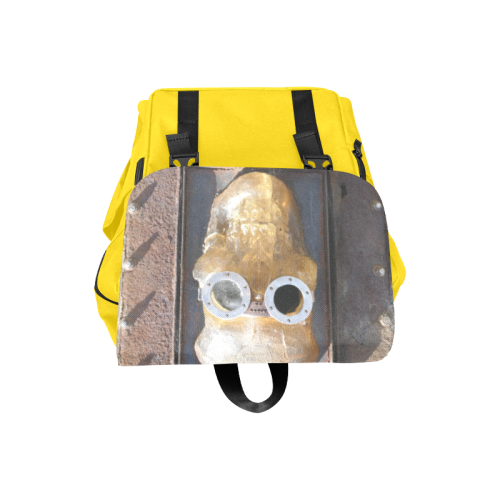 Steampunk skull pirate on yellow Casual Shoulders Backpack (Model 1623)