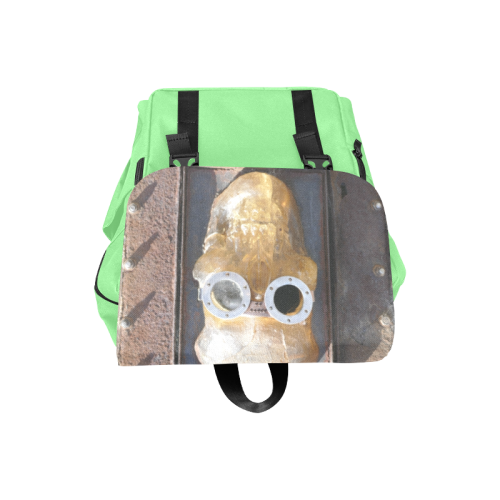 Steampunk skull pirate on green Casual Shoulders Backpack (Model 1623)