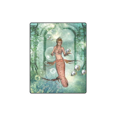 Beautiful mermaid fith butterflyfish Blanket 40"x50"